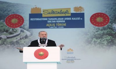 Cumhurbaşkanı Erdoğan, restorasyonu tamamlanan Aydos Kalesi ile Sultan Korusu’nun açılış törenine katıldı