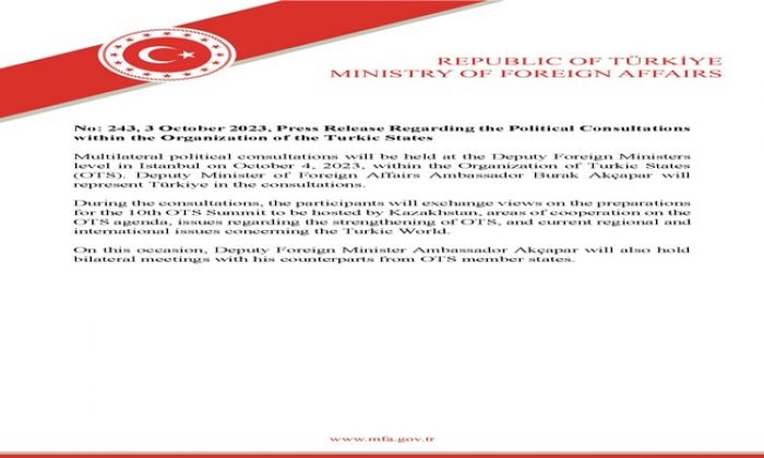 Press Release Regarding the Political Consultations within the Organization of the Turkic States