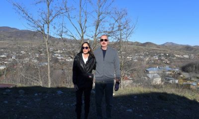 İlham Aliyev ve eşi Mehriban Aliyeva, Hocavend ilçesinin Kızıl Çarşı yerleşimini ziyaret etti