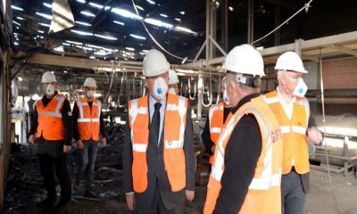 Cumhurbaşkanı Ersin Tatar, yangında hasar gören Gürdağ tuğla fabrikasını ziyaret etti